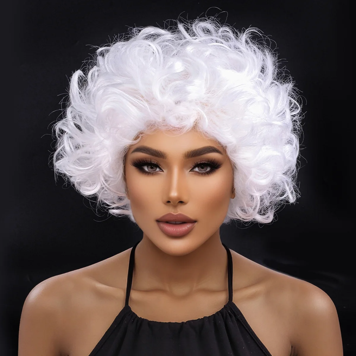 Fan wig explosion head, grandma headband, performance prop, clown wig headband-Synthetic fiber wig