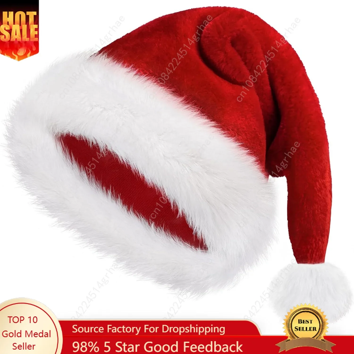 

Santa Hat Christmas Hats for Adults, Xmas Holiday Unisex Classic Santa Claus Hat for New Year Party