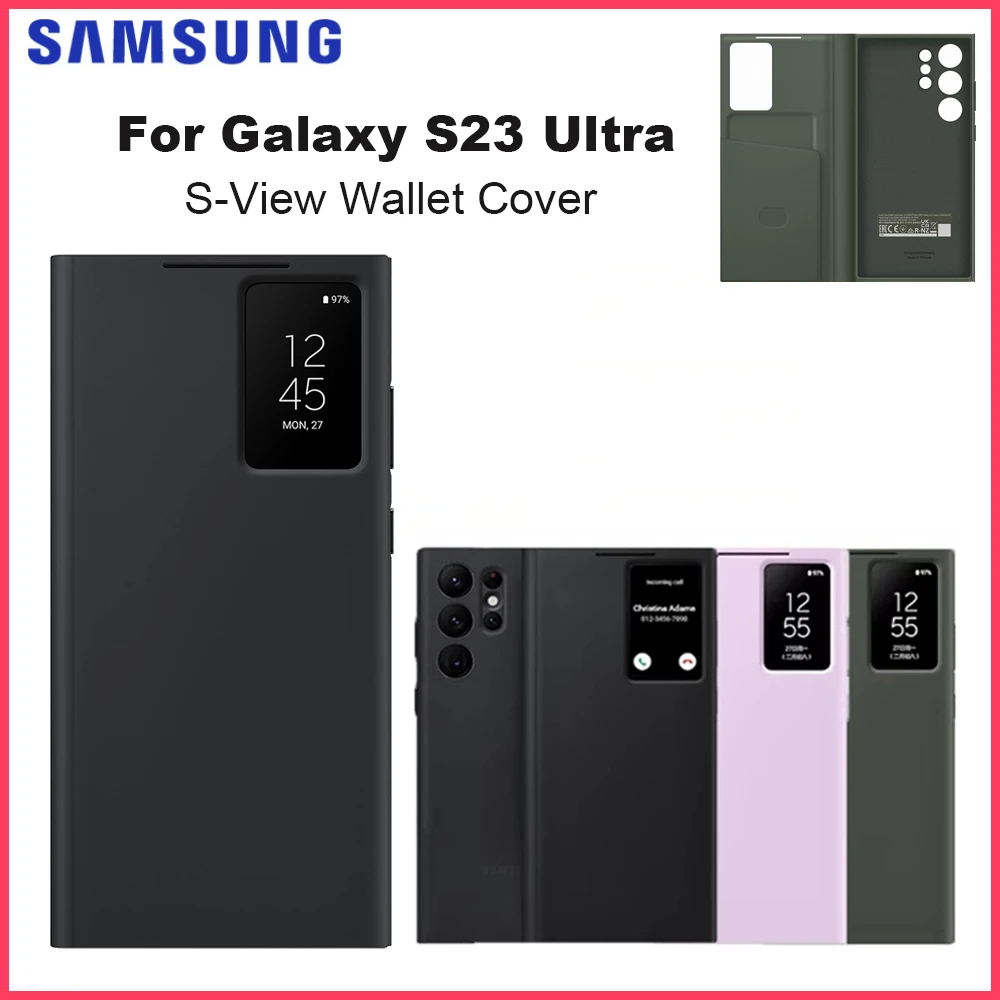 Original Samsung Smart View Wallet Flip Case For Samsung Galaxy S23 Ultra SM-S918B Smart View Card Slot Phone Case Cover