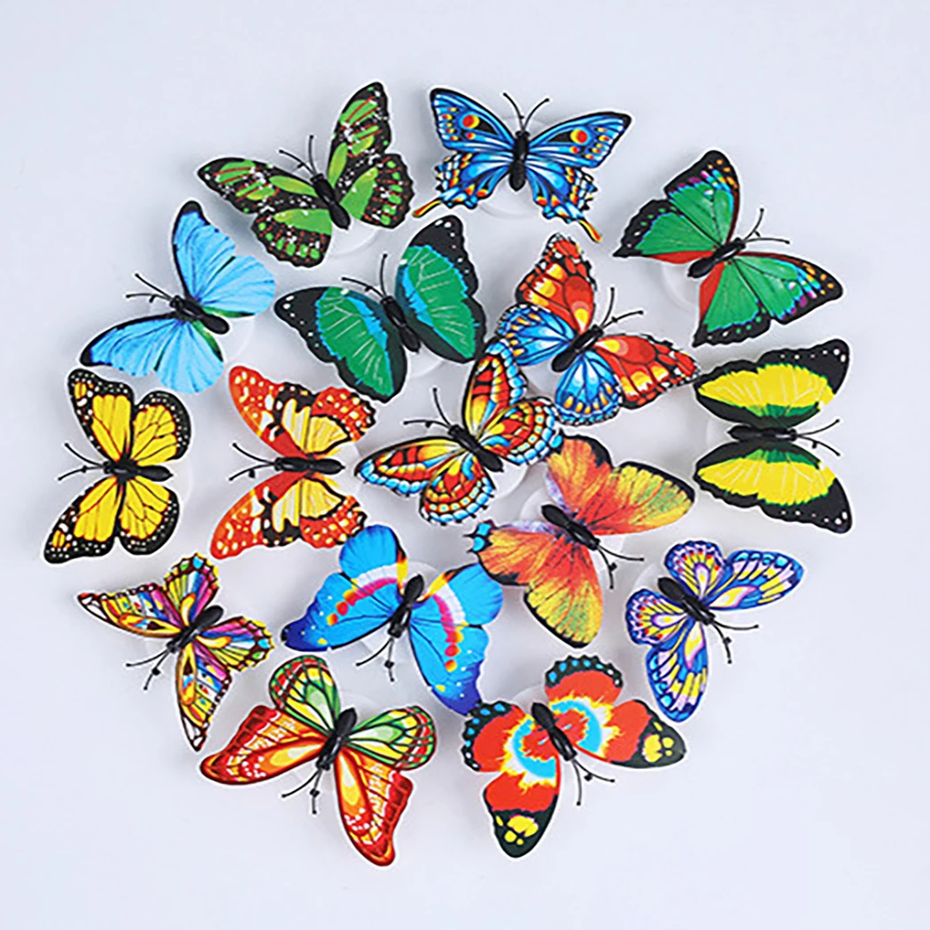 30Pcs/Set Butterfly Wall Sticker Lighted Cute Wall Decal Mural Sticker Decor LED Luminous Butterfly Light Nightlamp Bedside Lamp