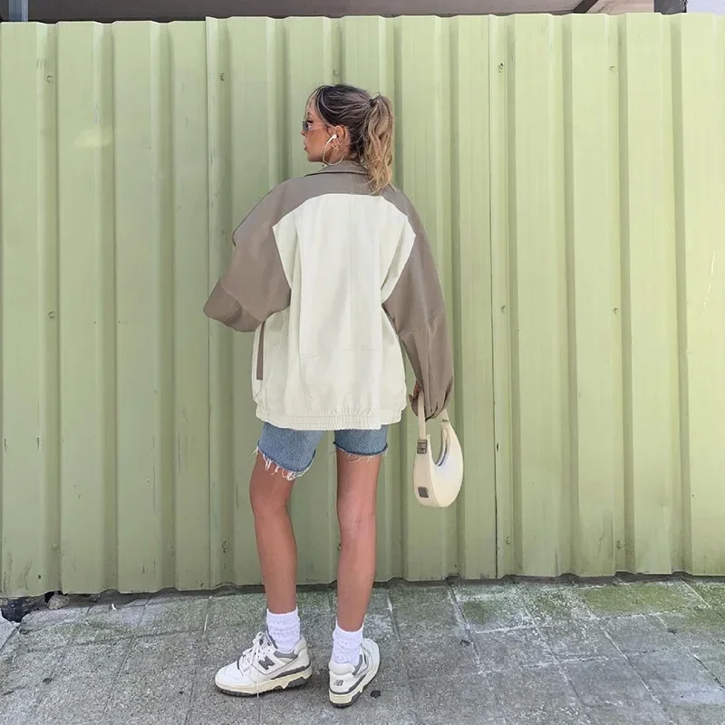 Solid Color Lapel Slim Fit Loose Coat Leather Women Street Autumn Ladies Faux Leather Jacket Ladies Long-sleeved Zipper PU Coat