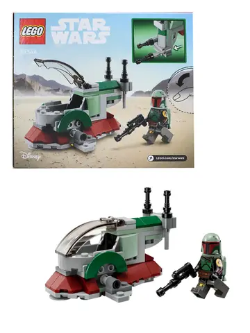 LEGO 75344 Star Wars Boba Fett's Starship Microfighter, veicolo giocattolo da costruzione con ali regolabili e tiratori Flick