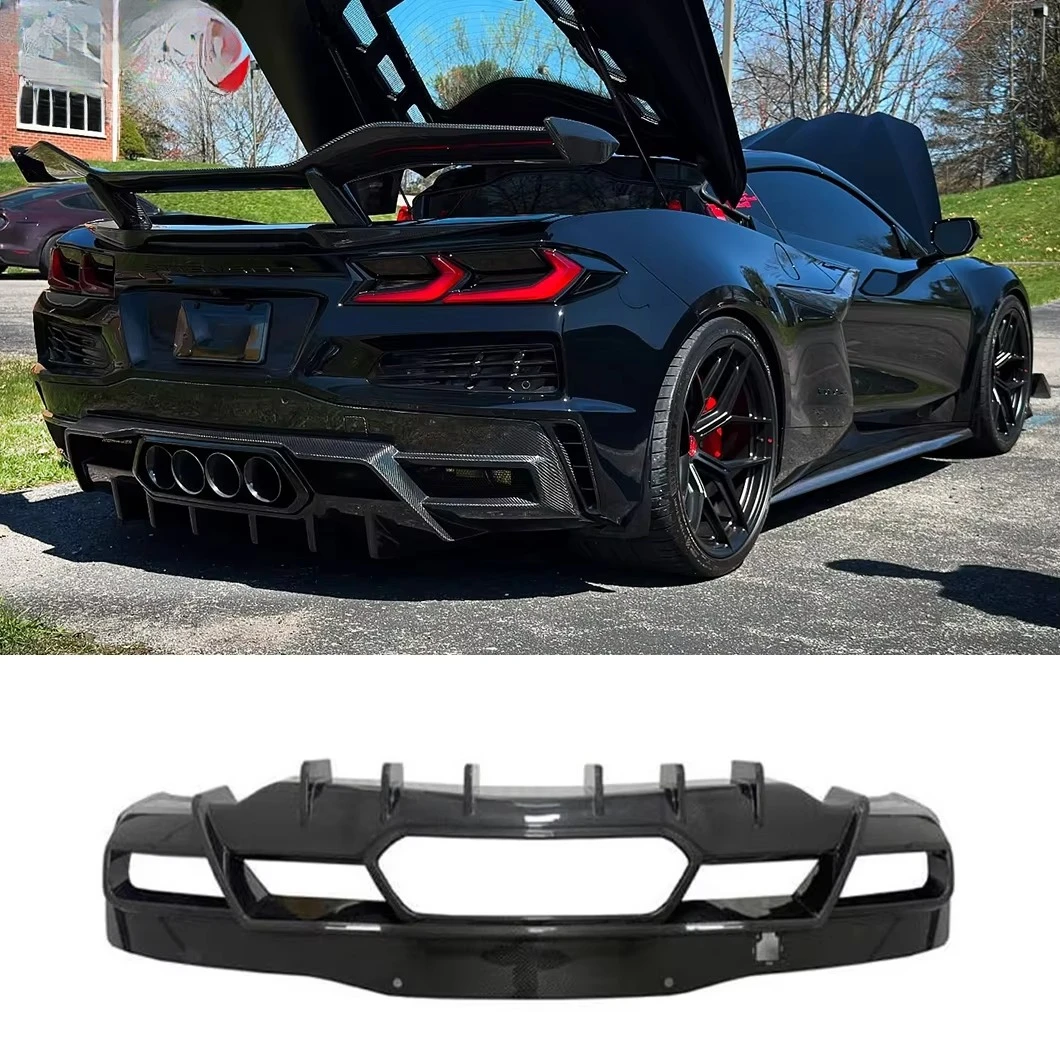 PU-Design Dry Carbon Fiber Rear Diffuser für Corvette C8 Z06 Bumper Upgrade PU Style Body Kit Factory Direct Sales