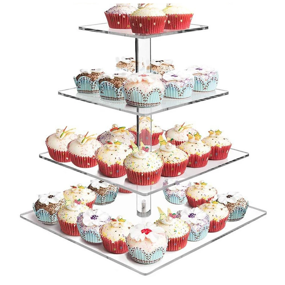 3/4 Tier Acrylic Wedding Cake Stand Crystal Cup Cake Display Shelf Cupcake Holder Plate Birthday Party Decorative Stands