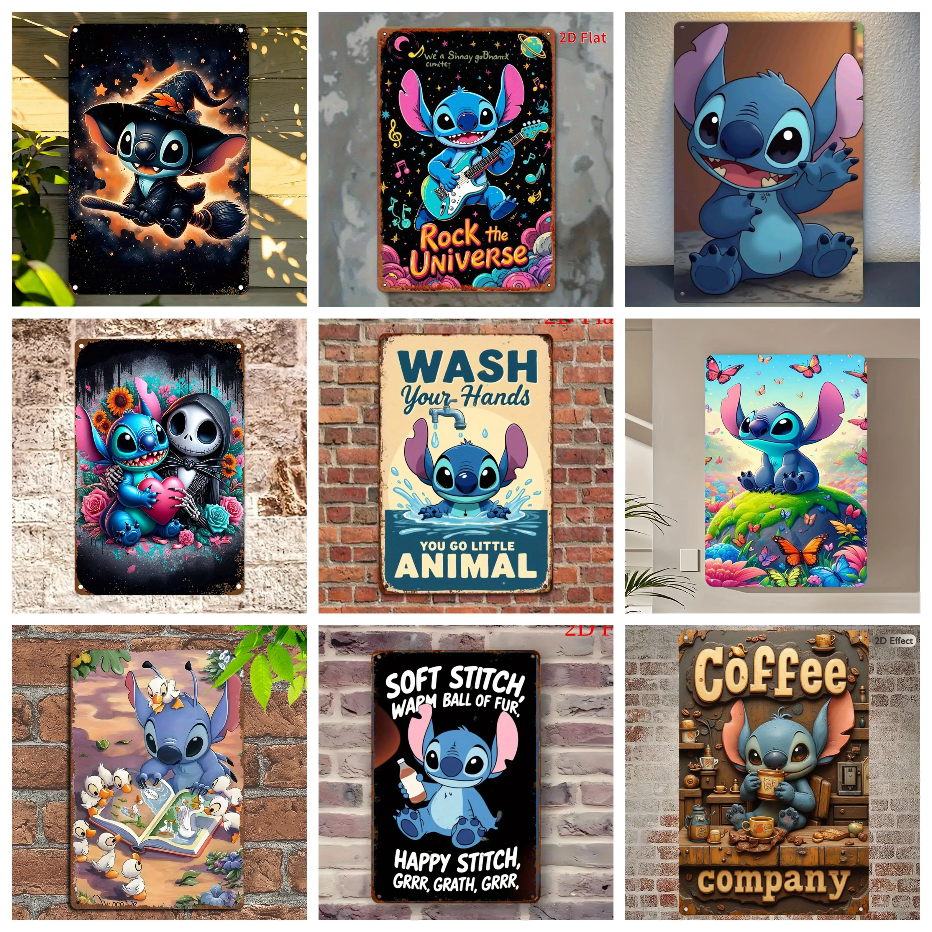 

Miniso Disney Stitch Warm - scene Decor Poster Tin Sign Metal Sign Decorative Plaque for Pub Bar Man Cave Club Wall Decoration