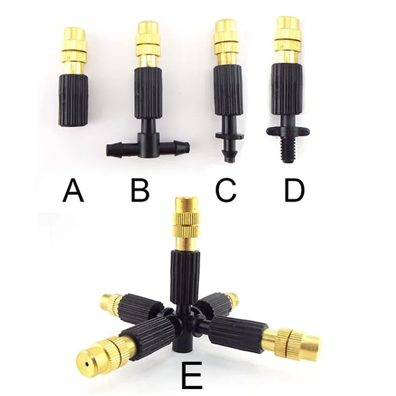 Micro Drip Irrigation 6mm Screw Misting Brass Nozzle Spray Sprinkler Head 4/7mm Barb Tee Water Hose Connector Garden Watering C1