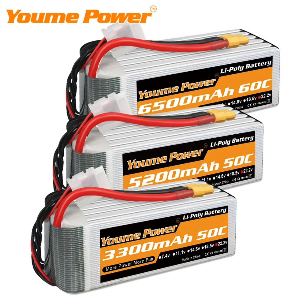 

6S 22.2V Lipo Battery 3300mah 4000mah 4500mah 5200mah 6200mah 6500mah 60C XT60 T Deans XT90 EC5 RC Car Airplane Heli Parts