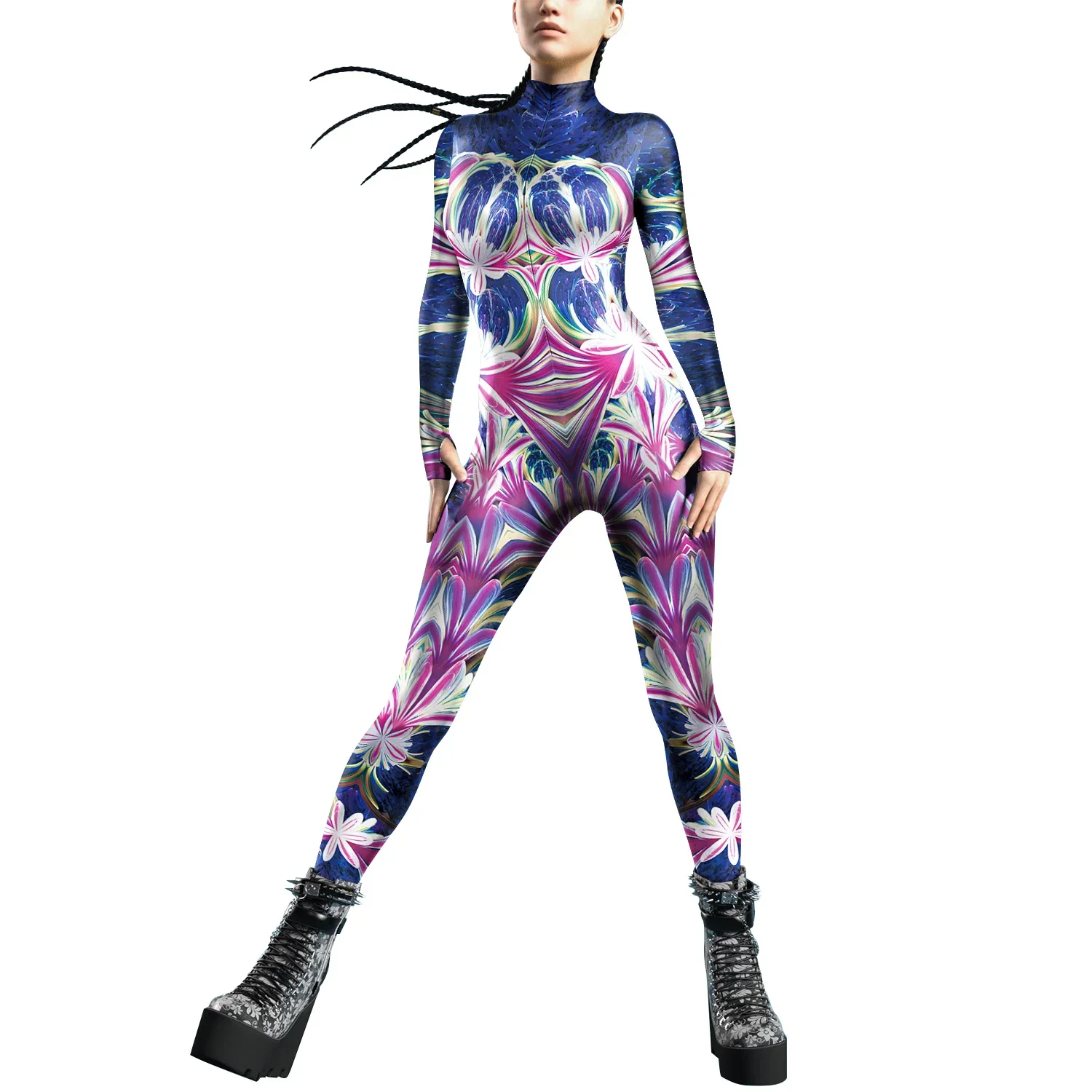 Teanoon Eagle Print Costume Donna Purim Carnevale Zentai Suit Holiday Party Costume Cerniera frontale Halloween Cosplay Catsuit