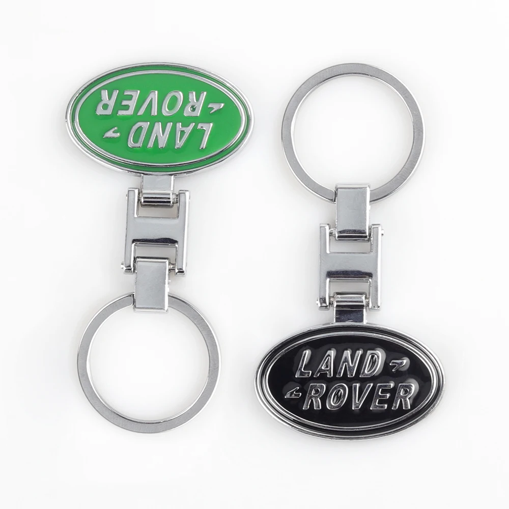 3D Metal/Leather Car Keychain Key Chain Ring Car Key Holder Accessories For Land Rover Discovery Range Rover Evpque Defender