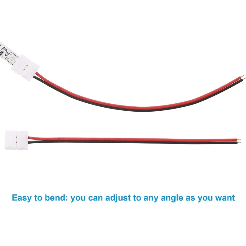 24 pezzi 8mm 2 pin connettore per striscia LED per 8 mm di larghezza flessibile SMD 3528 2835 luci di striscia LED monocolore senza saldatura
