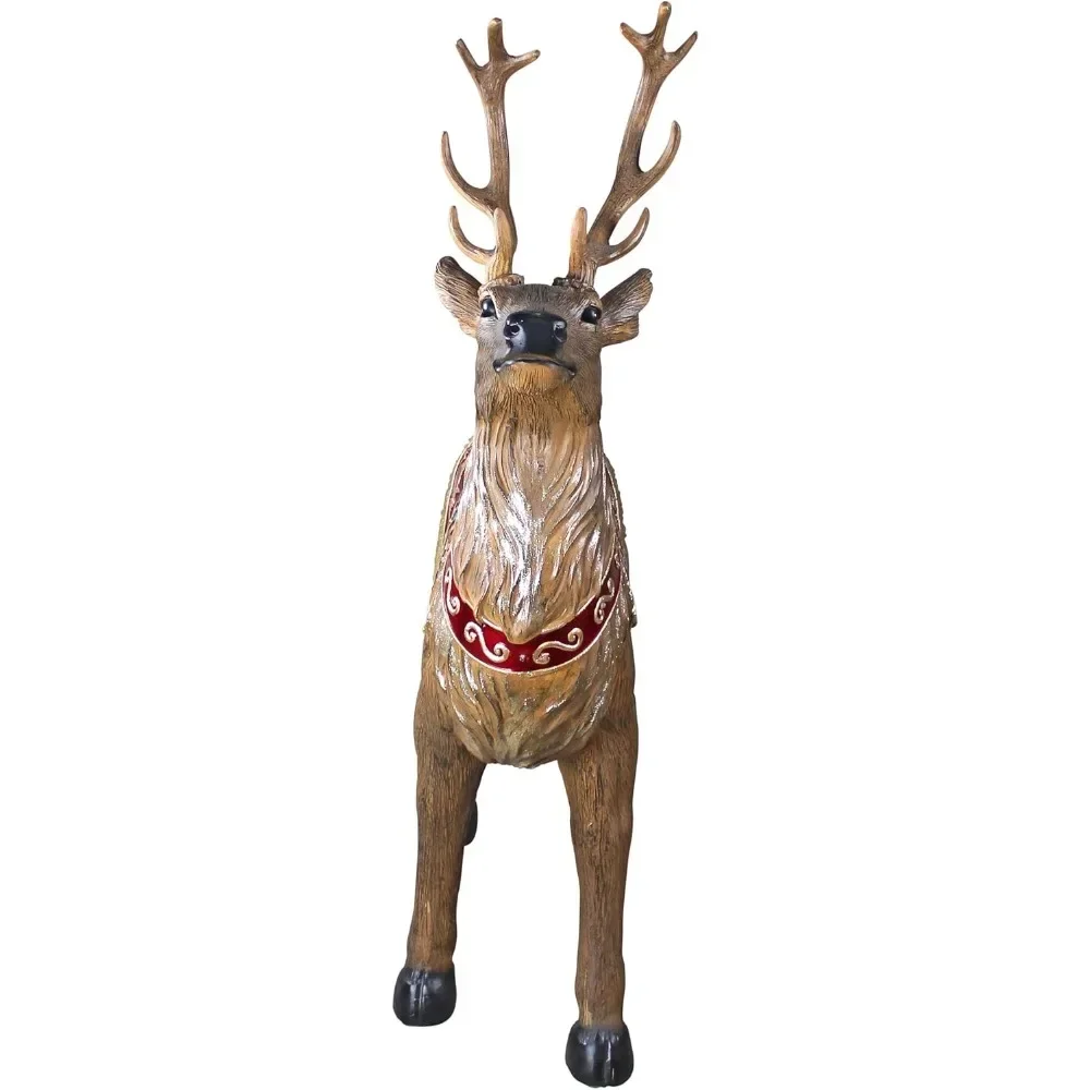 Christmas Decorations - Santa Claus North Pole Illuminated LED Christmas Reindeer Decorations - Holiday Decor Statue