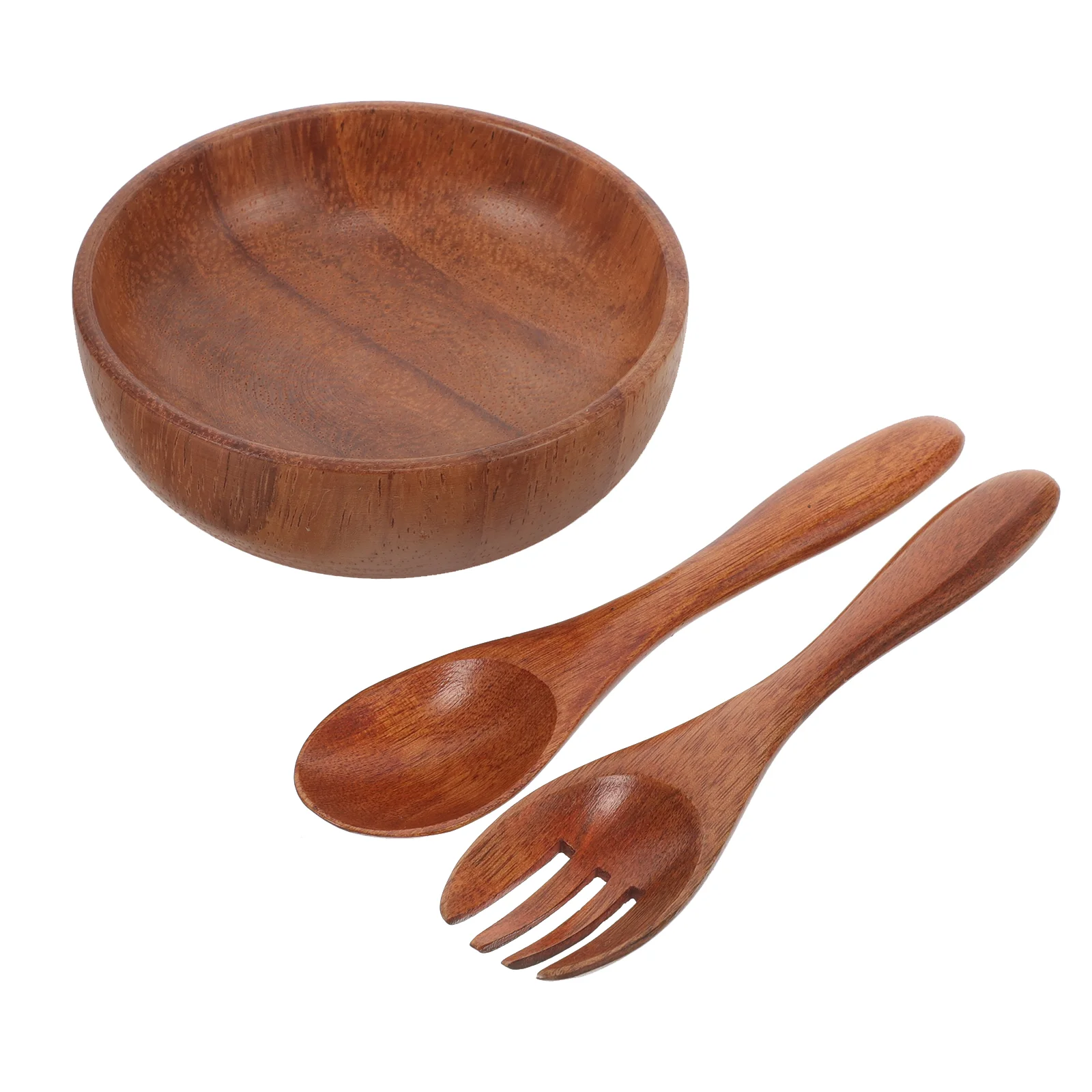 

Salad Bowl and Condiment Tray Wooden Tableware Baby Spoons Individual Bowls with Serving Utensils