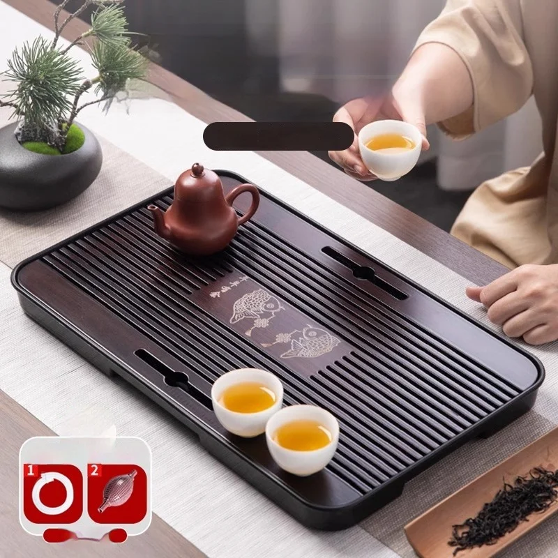 GIANXI Chinese Natural Bamboo Tea Tray Water Storage Kung Fu Tea Set Rectangular Tea Board Tea Matcha Serving Trays Decorative