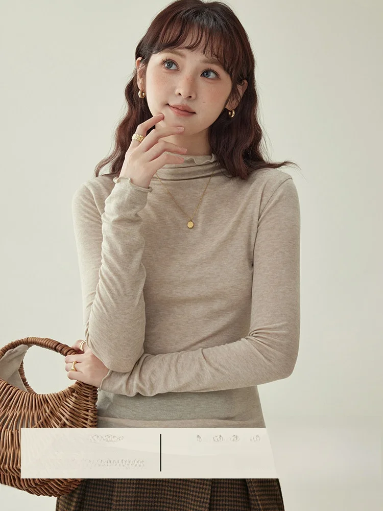 

North Island AMUU, оригинальный цвет, шерстяная футболка с высоким воротником, женская тонкая зимняя новая внутренняя одежда, топ