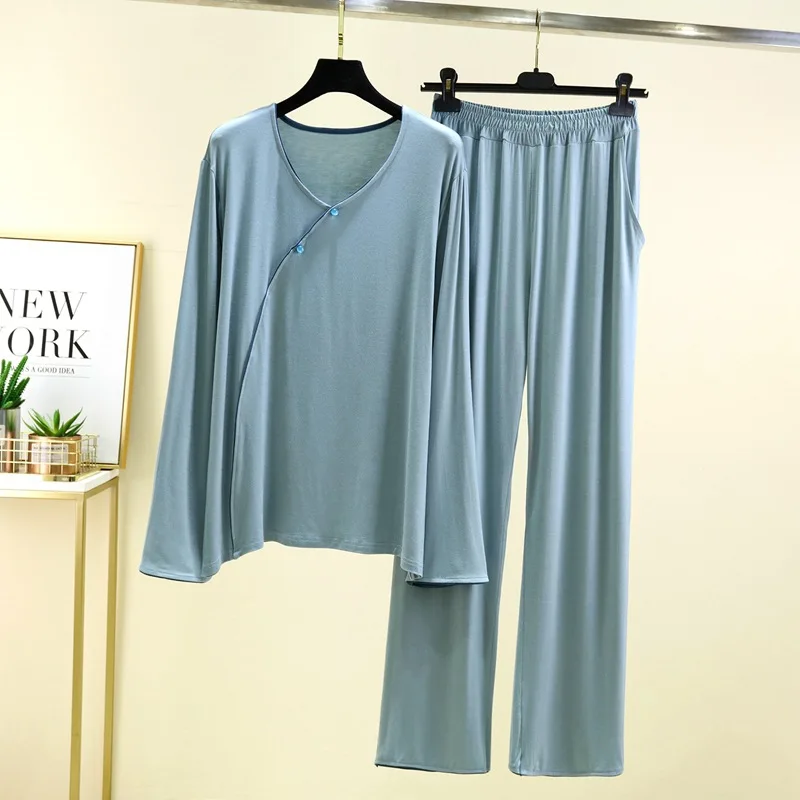 Pyjama Broek Set Dameskleding Homewear Lente Herfst Dunne Nieuwe Draagbare Veelzijdige Comfortabele Casual Eenvoudige Stijlvolle Losse Pasvorm