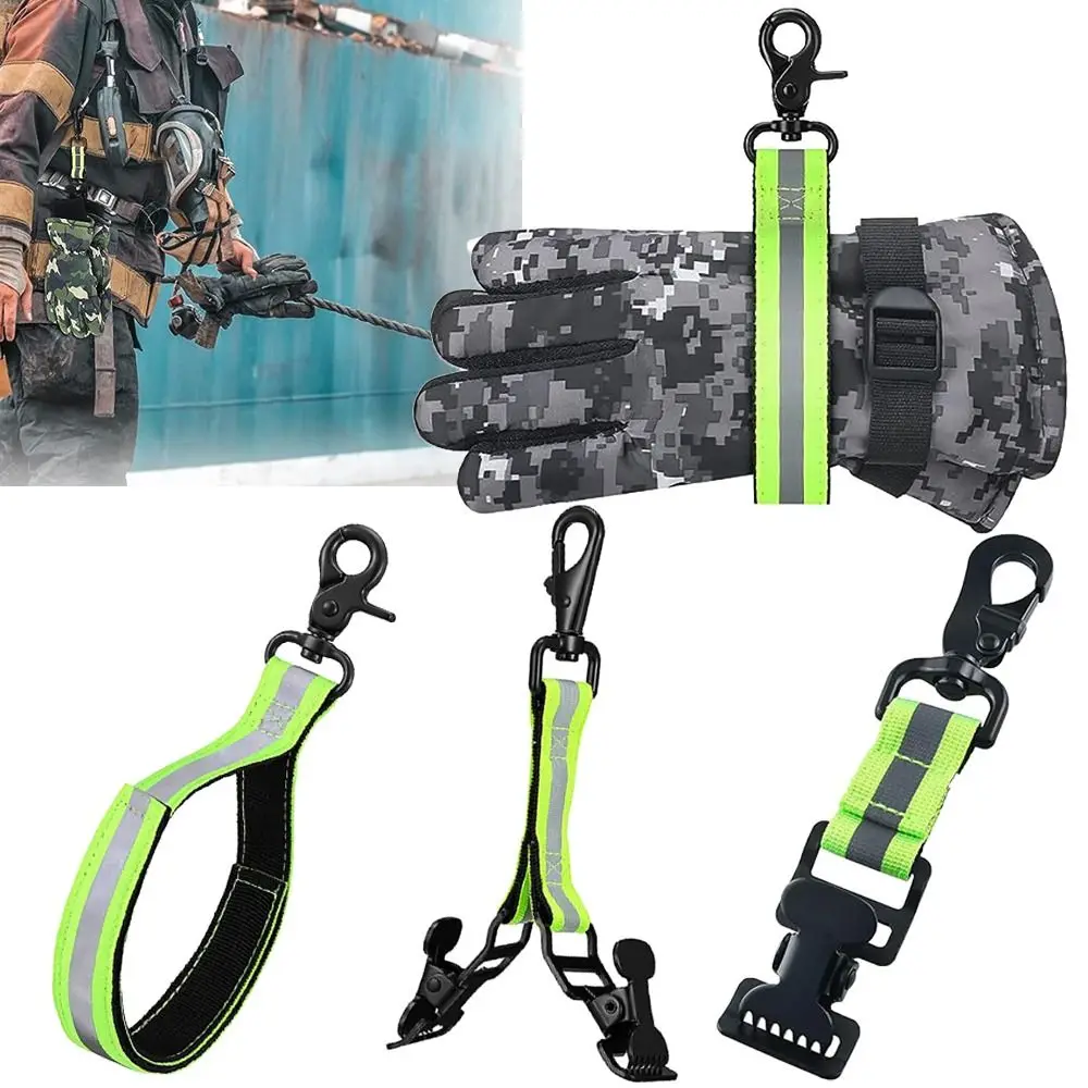 便利な消防士用グローブストラップ、グローブキーパー、ハンガーガード、クランプツール用品、ポータブルミトンクリップ、グリーンとグレー