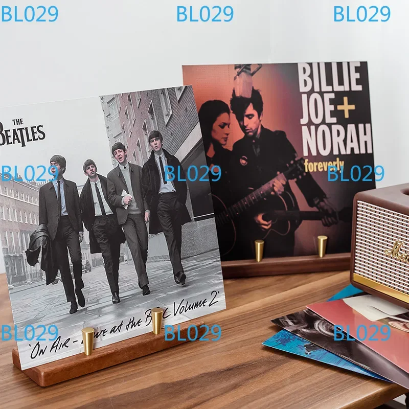 Music album desktop CD storage stand, brass solid wood vinyl record stand, high-end LP vinyl cabinet display stand