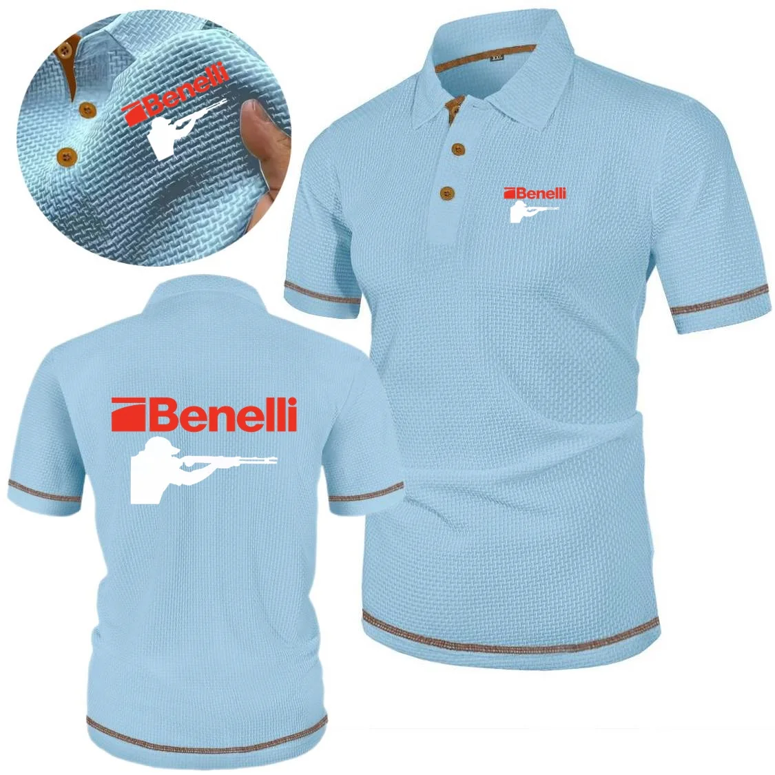 Men Polo Shirts Hunting BENELLI Gun Firearms Ice Silk Cool Soft Tees Mens Tshirt Chic Youth POLOS Lightweight Short Sleeved Tops