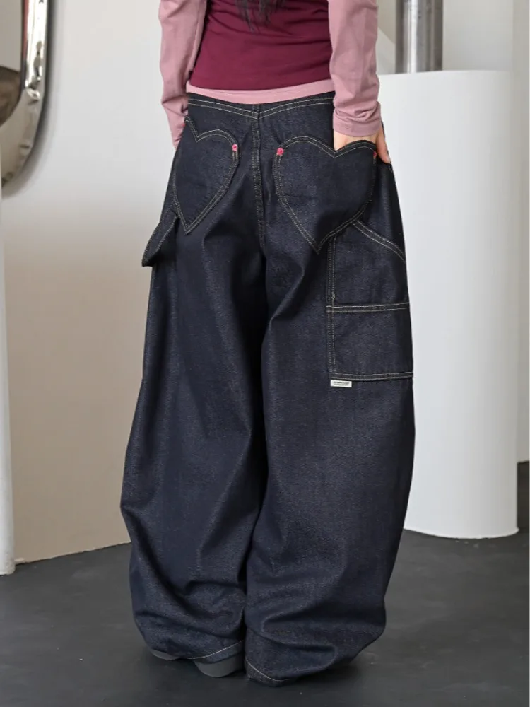 

JL Love Heart ket Wide Leg Workwear Jeans Women's Spring Autumn Denim Pants Comfortable Casual Sle Online Exclusive