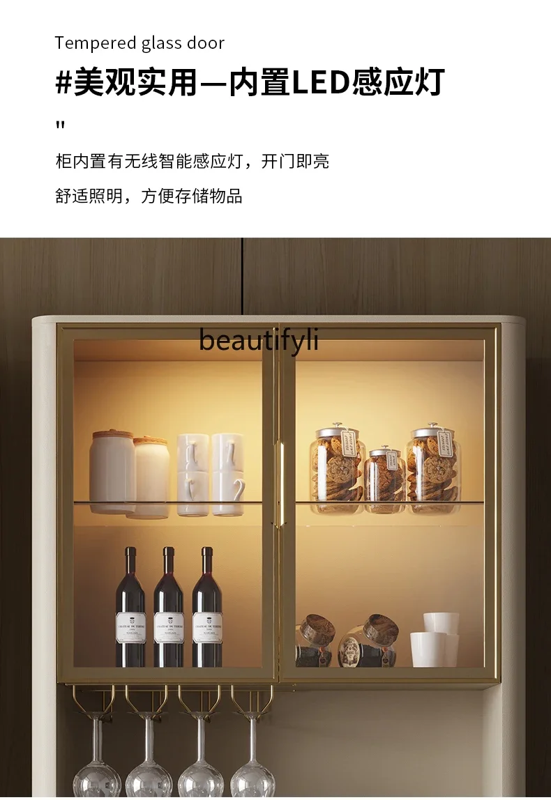 xzqItalian  High-End Wine Cabinet Modern Living Room Custom Storage Small Apartment Wine Storage Cabinet Glass Display Side Cabi