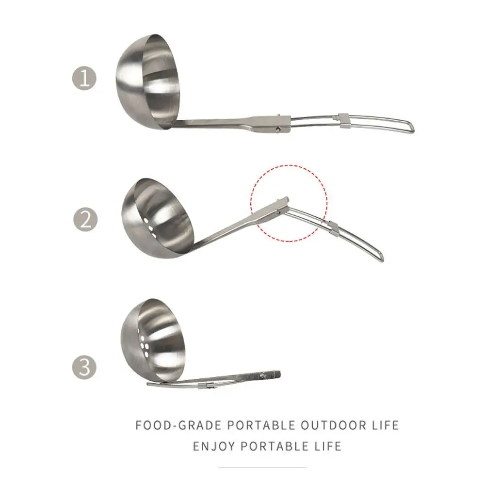 Hiking Picnic Travel Outdoor Tool Outdoor Tableware Kitchen Tool Folding Spoon Colander Foldable Spoon Soup Ladle