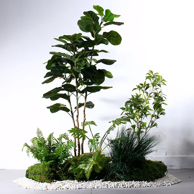 

Indoor, high imitation plants, fake green plant landscape, floor, stairs, lower landscaping, beauty salon