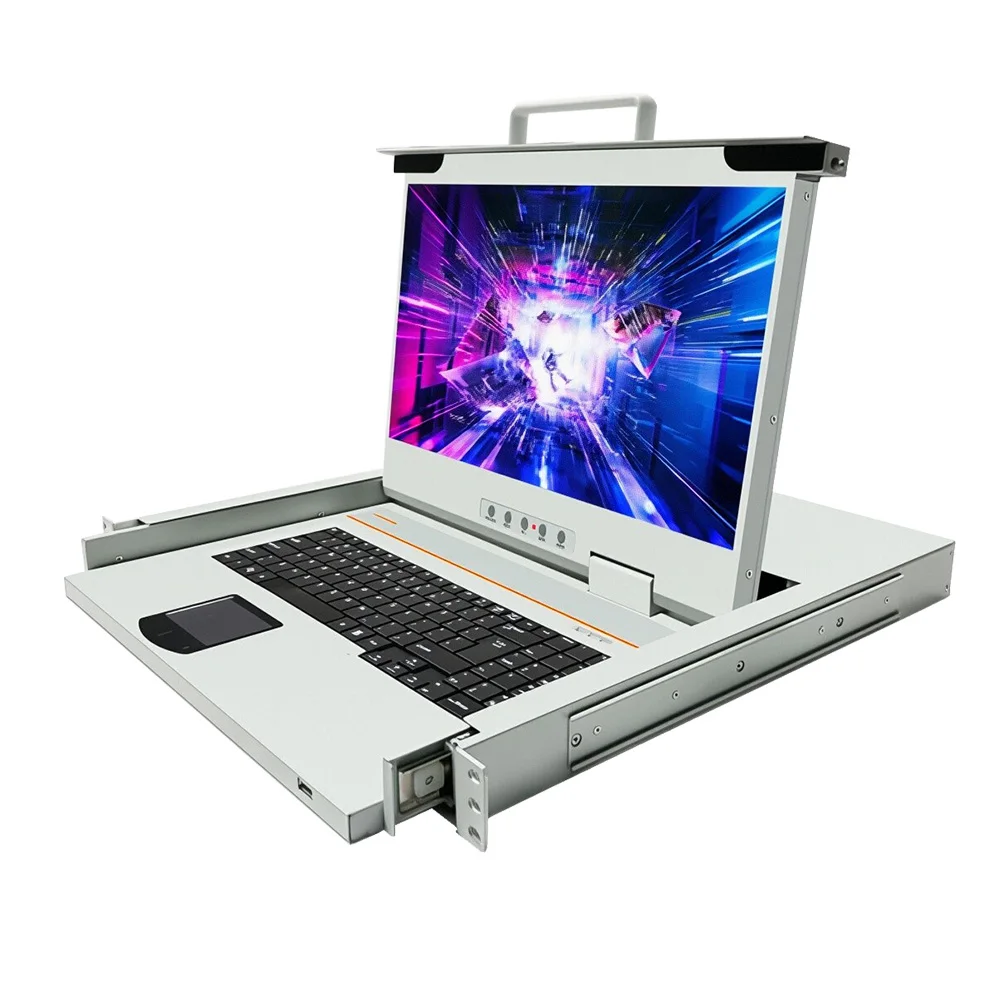OEM 1U Rackmount Drawer Console With 4 8 16 32 VGA USB Ports With DP 17.3 19 Inch LCD 4K KVM IP Extender Switch Stock
