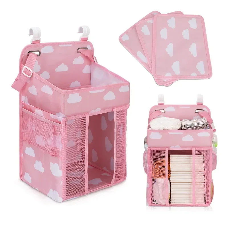 New spot pink children's hanging bag crib multi-functional storage bag wall-mounted toy storage bag