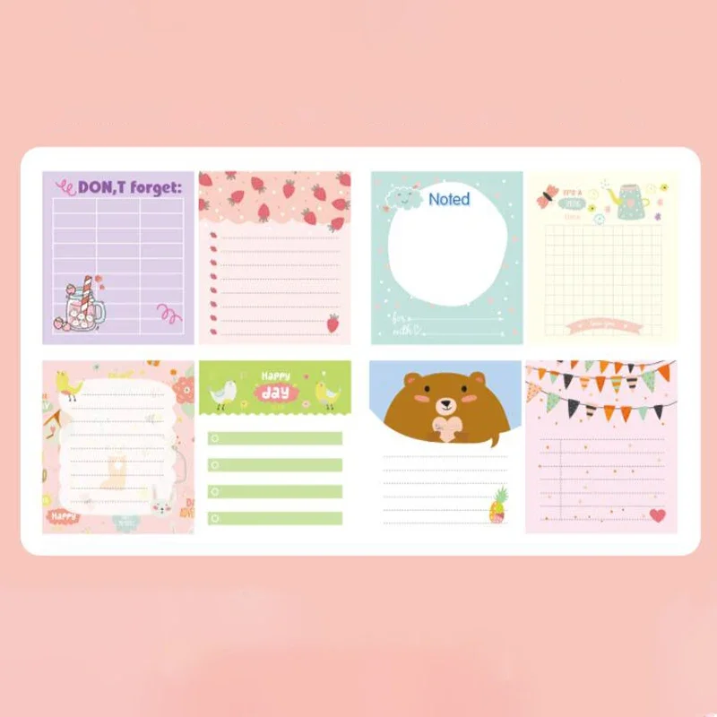 44 fogli Mini Planner Notebook Kawaii Color Page Diary Notepad Cute Key Chain Portable Journal Planner School forniture per ufficio