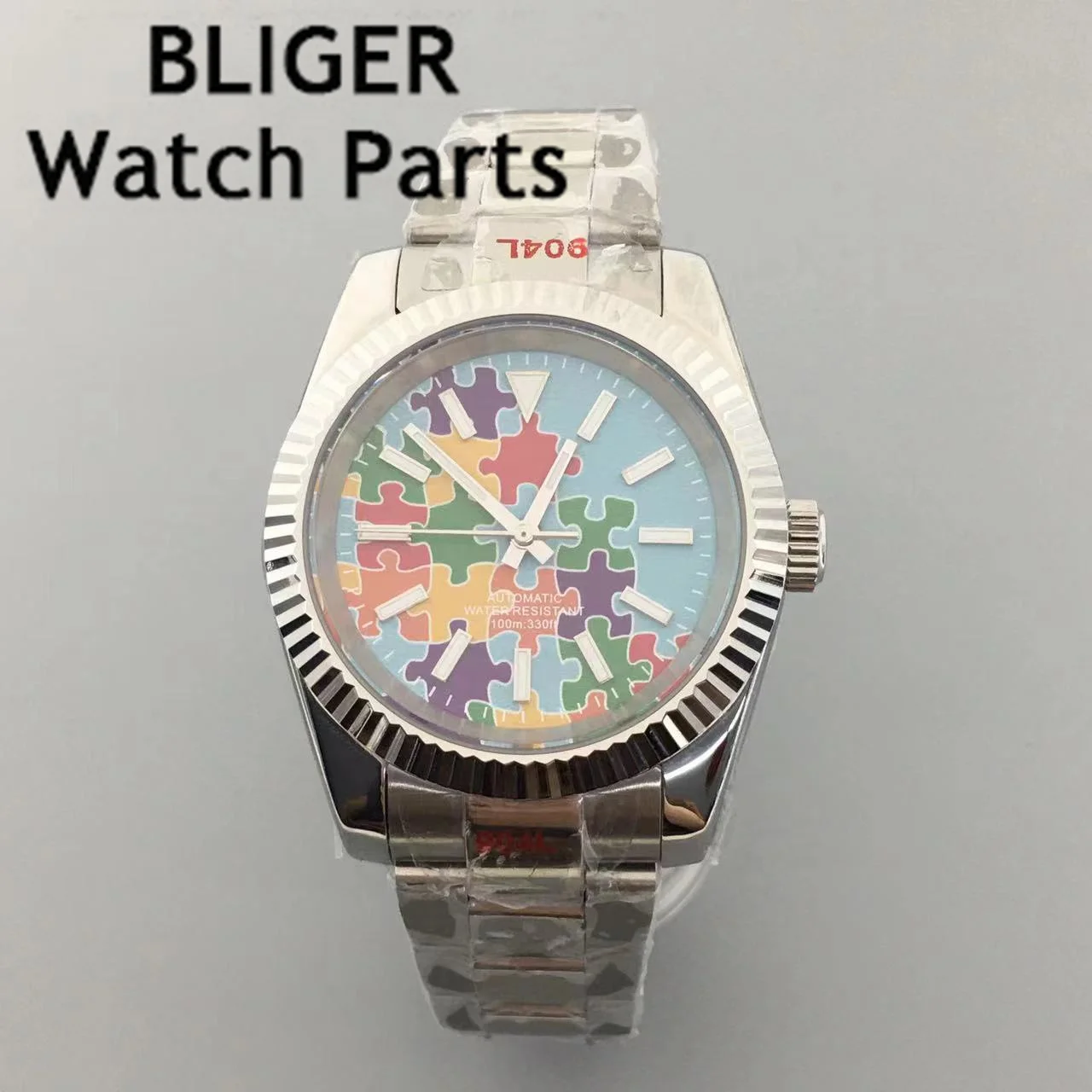 

BLIGER 36mm 39mm NH35A PT5000 Mechanical Watch For Men Blue Multicolor Dial Polished Center Link Bracelet Sapphire Glass Montres