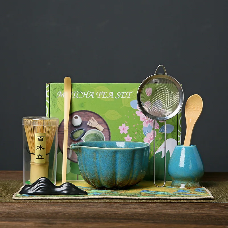 

57/8pcs NEW 2026 Japanese Matcha Set Ceramic Bowl Bamboo Chasen Whisk Handmade Tea Accessories For Peaceful Tea Time Gift Box