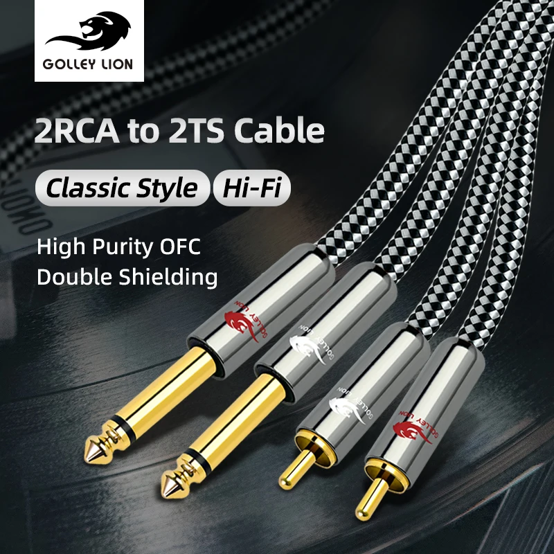 Dual 1/4 Inch TS To Dual RCA Stereo Audio Cable RCA To 6.35mm Unbalanced Stereo Patch Cords 1/4 To RCA Adapter Cable