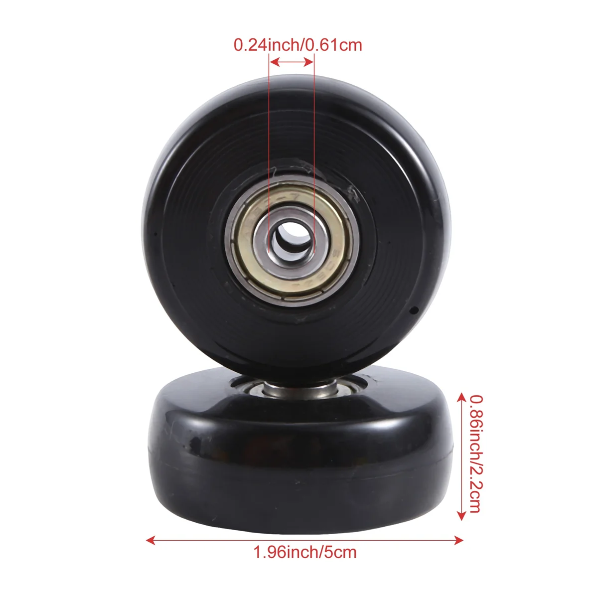 FZFZ 50X22mm 2개의 수하물 가방 교체 바퀴 세트, PU 회전 캐스터 휠 탄소강 베어링 수리 키트