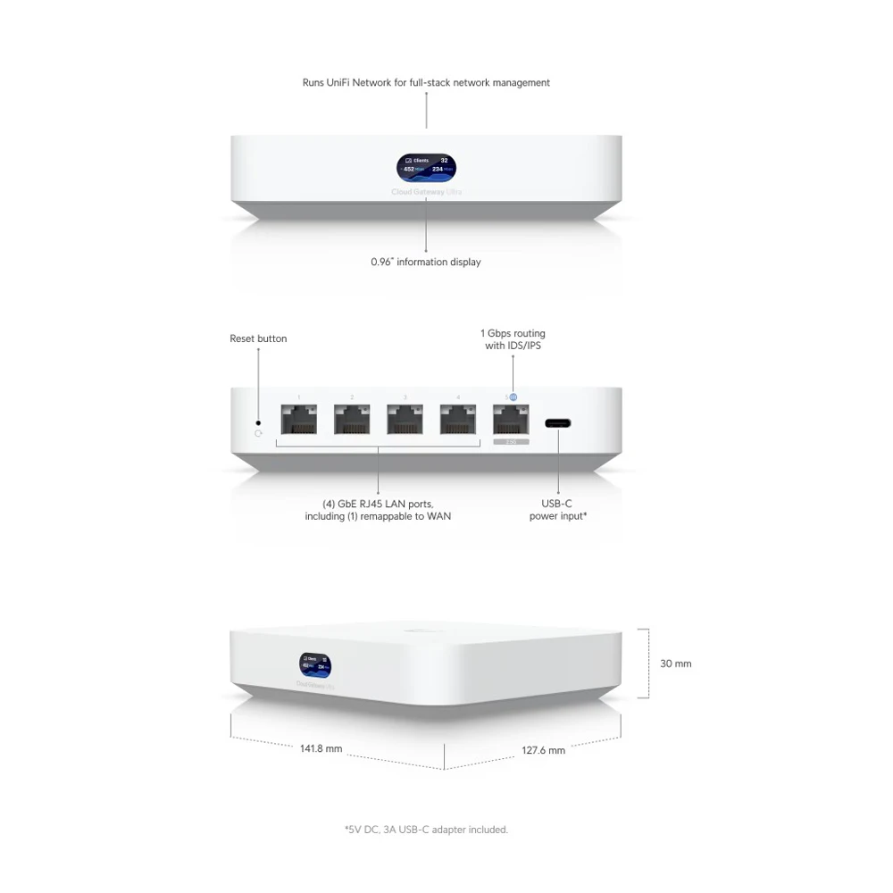 UBIQUITI-UCG ultra cloud gateway,ultra 30,unifiデバイス,300クライアント,1 gbps,ips,ルーティングID,マルチワン,負荷分散