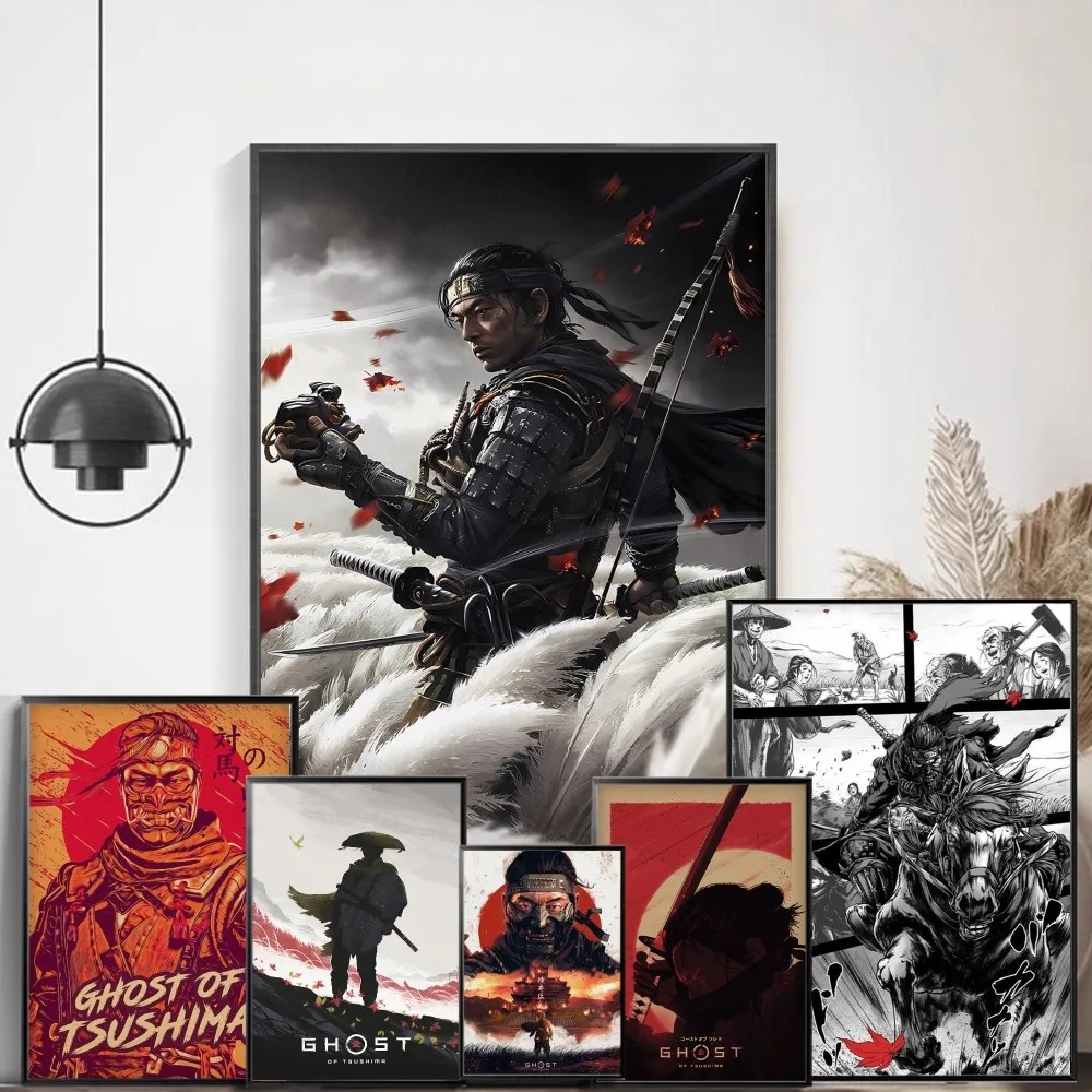 The Game of Ghost of Tsushima DIY Sticky Poster Fancy Wall Sticker for Living Room Bar Decoration Wall Decor