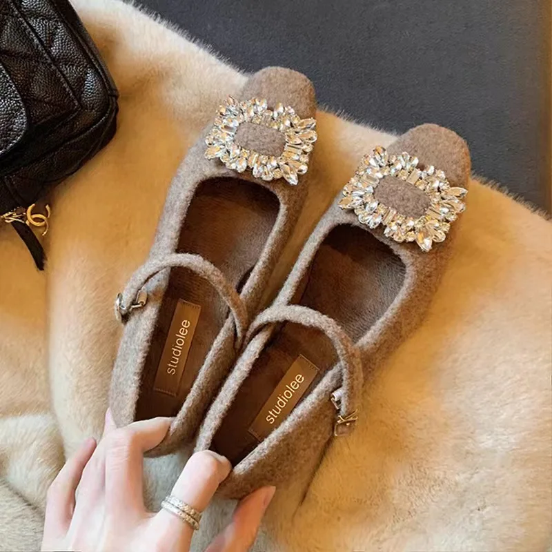 Sapatos de salto grosso único feminino viagem boca rasa strass não cansado sapatos de salto grosso das mulheres zapatos de mujer