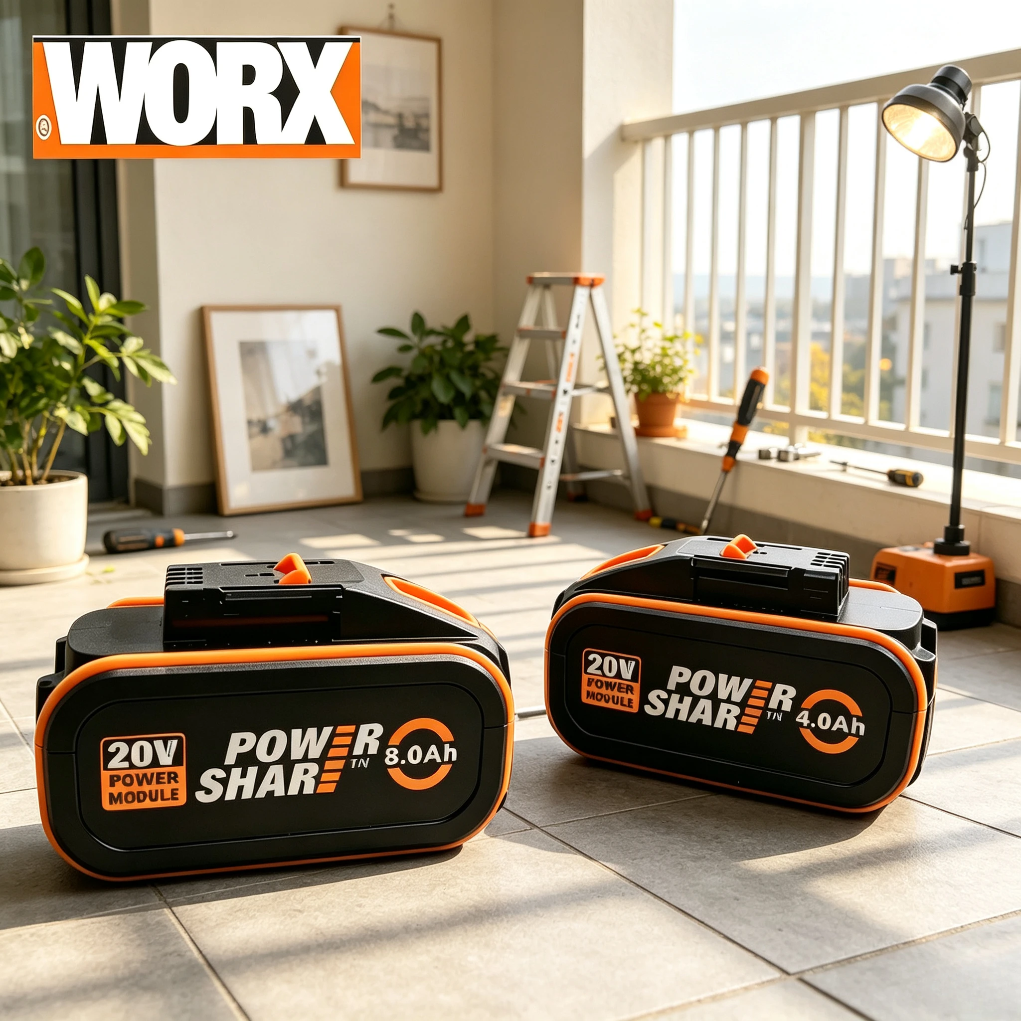 original Worx 20V High Output Battery4.0/6.0/8.0Ah,Universal Fit for Cordless Power Tools,Anti‑Impact Housing Stable Performance