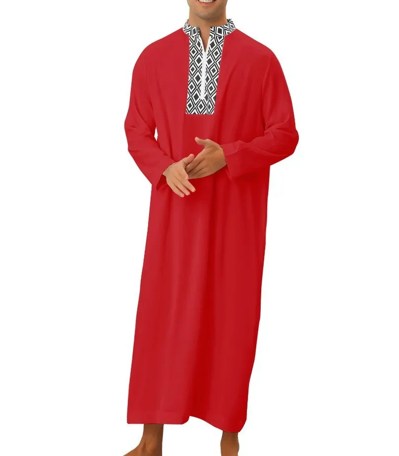 Vestes muçulmanas masculinas do Oriente Médio, Abayas árabes e turcas, camisas muçulmanas soltas com bolsos e zíperes, roupas masculinas