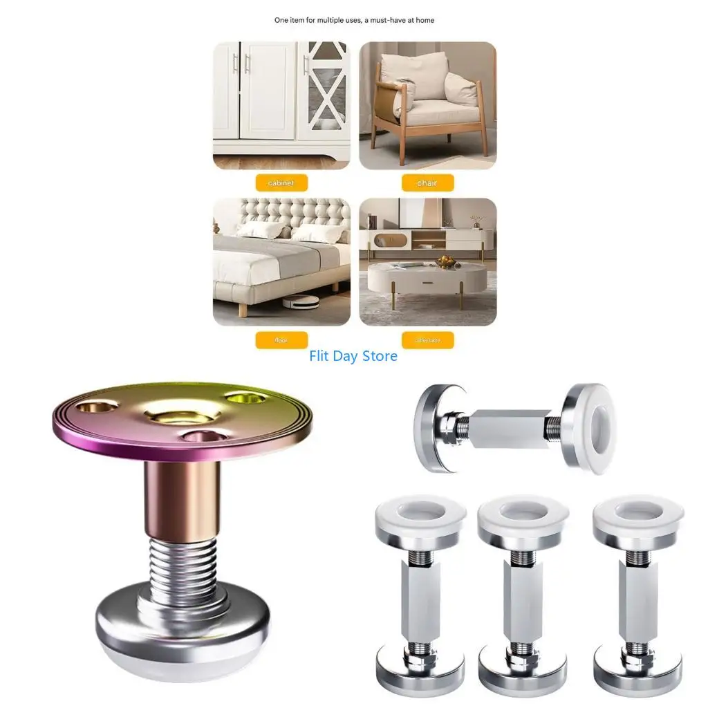 F92C 4Pcs No Drill Furniture Anti Shake Fixers Adjustable Height Stabilizers