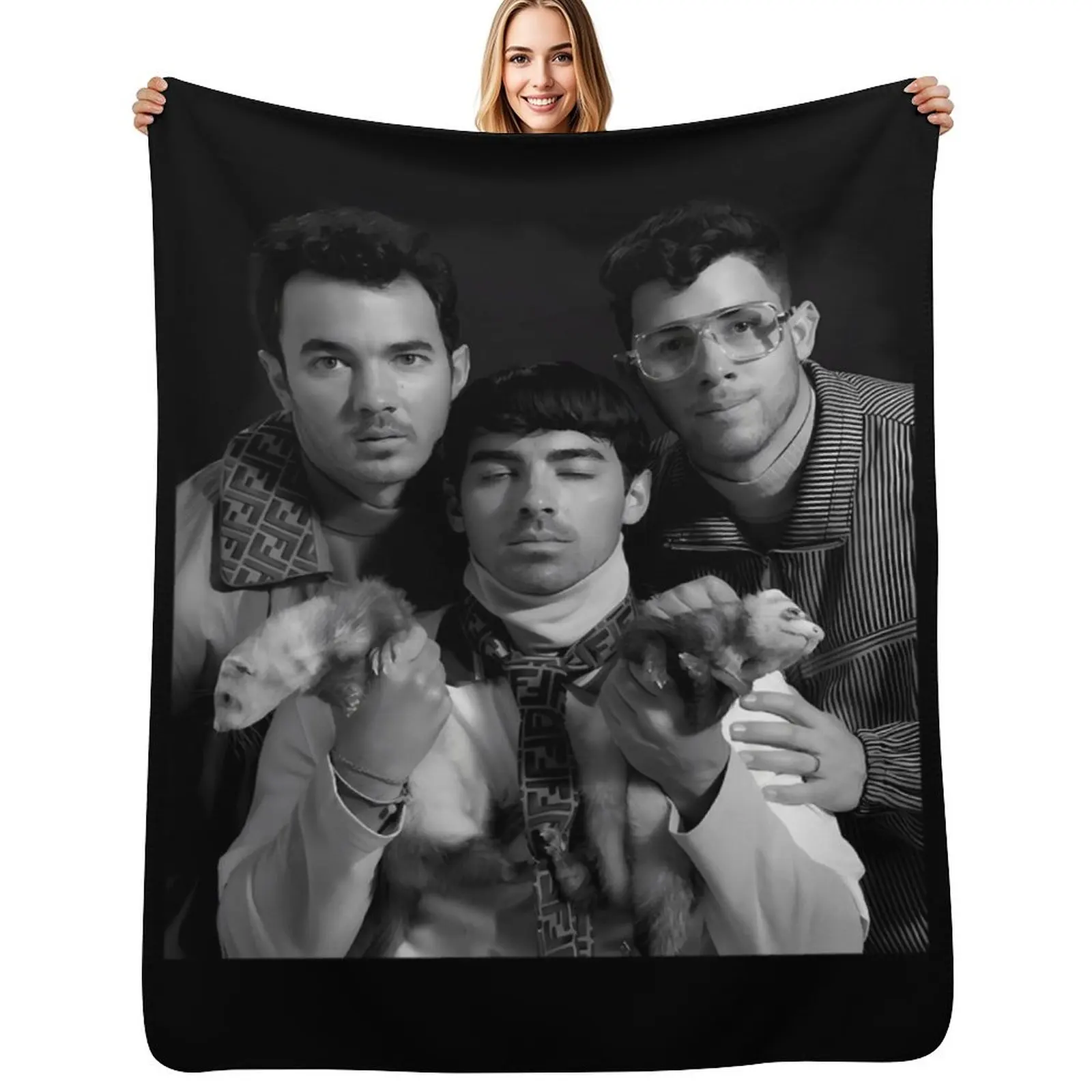 

Joe Jonas Band Five Album One Night The Tour Merch Jonas Brother Throw Blanket All Season Soft Lightweight Blanket for Home