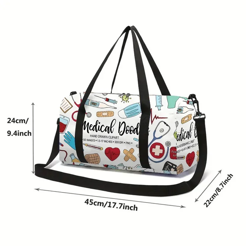 Medical Device Series Doodle Large Capacity Luggage Bag for Boy and Girls Best Gifts 2D Flat Cartoon Travel Duffels for Children