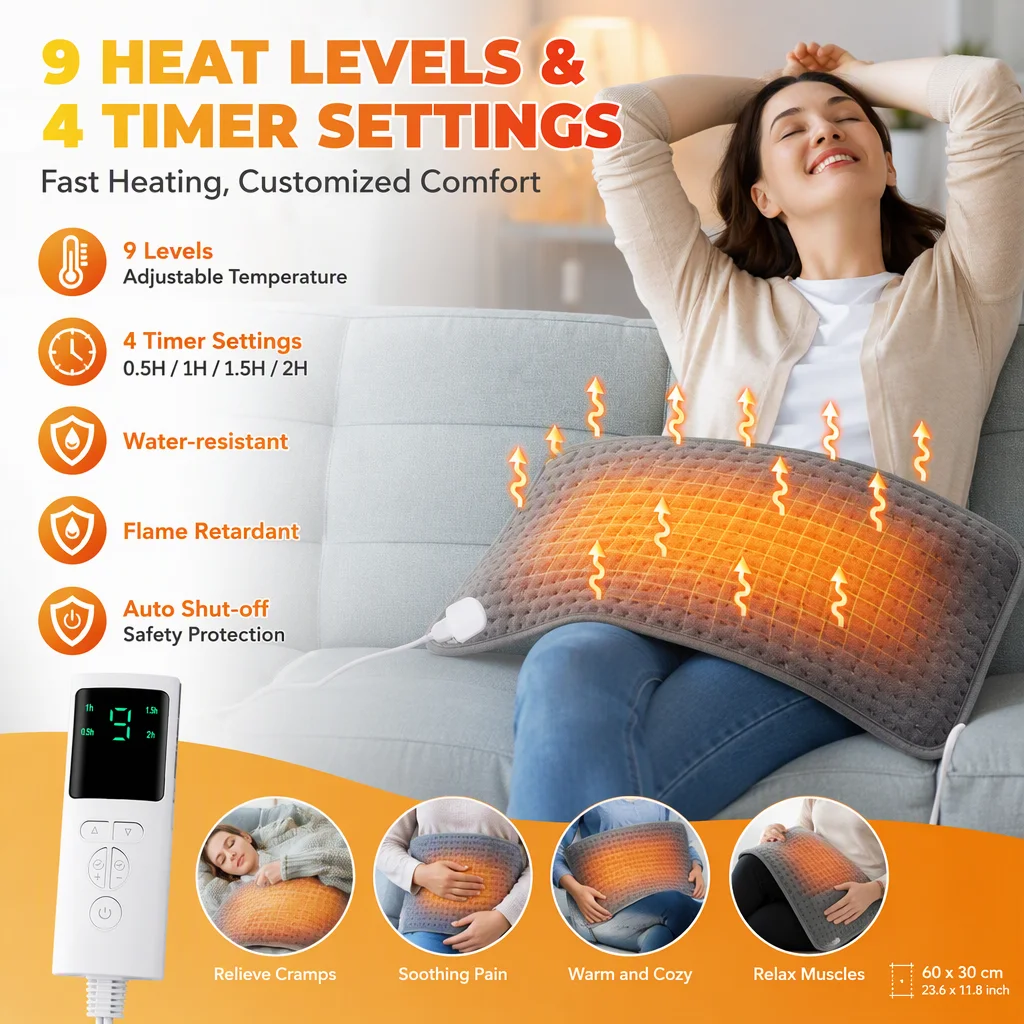 Home Electric Heating Pad Back Shoulder Office Winter Warming Blanket 9 Heat Thermal Mat Abdomen Period Menstrual Belt Winter Wa