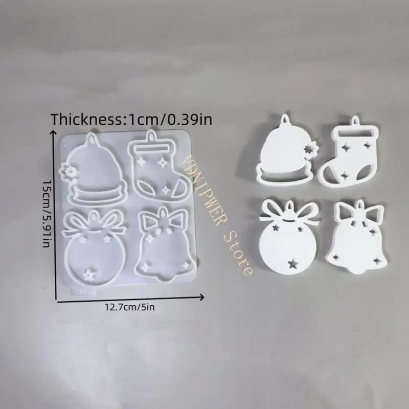 قوالب تماثيل من درجة الغذاء، نسيج من السيليكون تحت عنوان عيد الميلاد لصياغة الزينة ومستلزمات حفلات العطلات D08E #6