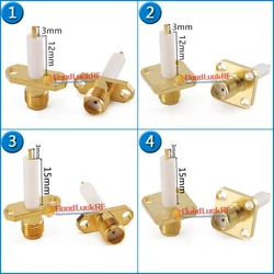 High-quality SMA Female plug With 2 hole 4 Hole Flange Chassis Panel Mount deck Solder Copper Pin 3mm PTFE 12mm 15mm Brass