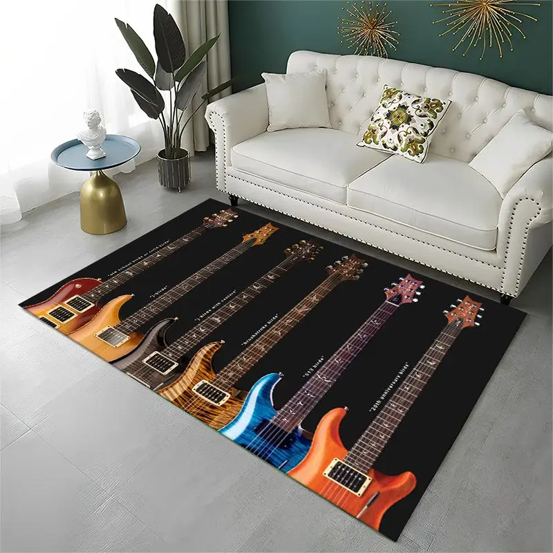 Retro Fender Guitar Logo Instruments Music Non-Slip Area Rug for Living Room,Bedroom,Playroom,Carpet Floor Mat Home Decor Rug