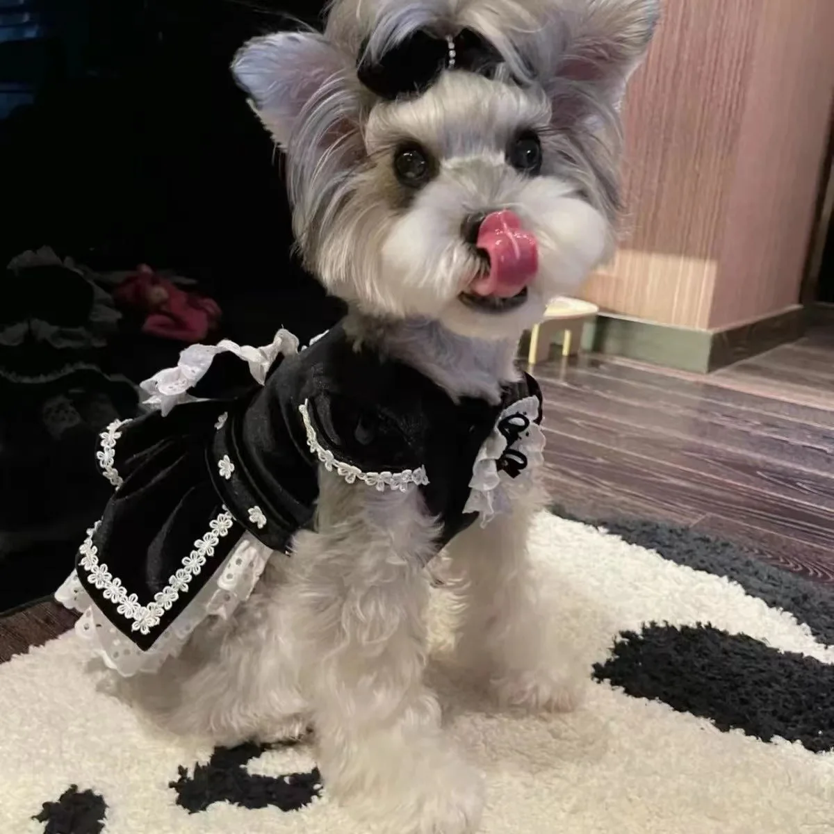 Dog Black Dress Velvet Dress Princess Dress Cat Yorkshire Pet Teddy Bear Small Dog Christmas Puppy Clothes for Small Dogs