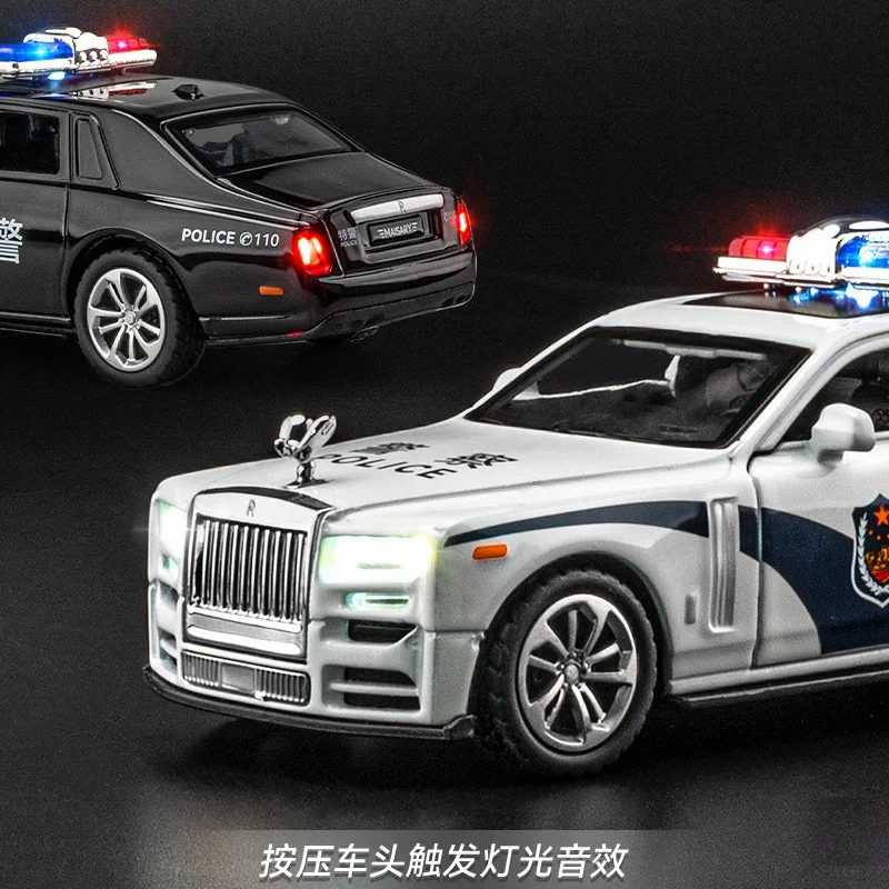 1:36 Scale Rolls-Royce Phantom Police Car Diecast Alloy Pull Back Car Collectable Toy Gifts for Children