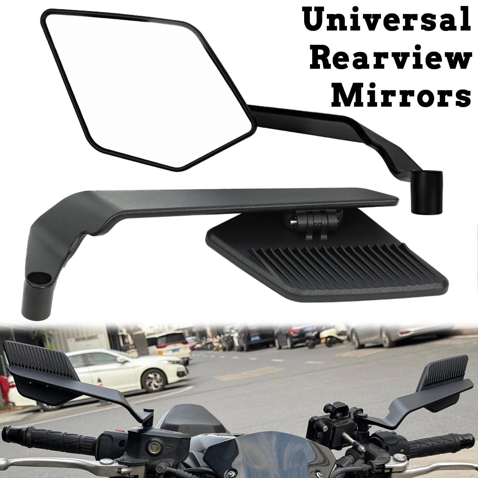 Universelle Windflügel-Rückspiegel für Honda, Yamaha, Kawasaki Motorräder, Drehbare Einstellbare Seitenflügelspiegel
