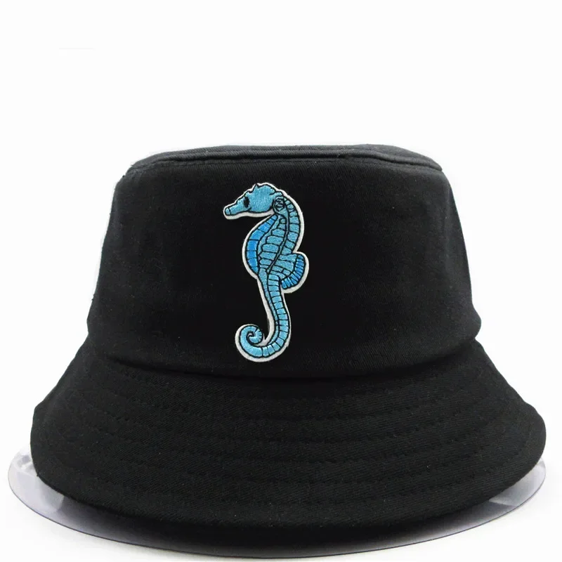 Four Seasons Cartoon Animal Embroidery Cotton Bucket Hat Fisherman Outdoor Travel Sun Cap for Men and Women 317