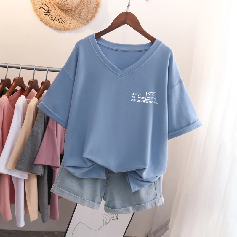 

Футболка в стиле ретро American ort Sve, женская летняя свободная футболка большого размера, модный брендовый топ из чистого хлопка f Sve V-ne